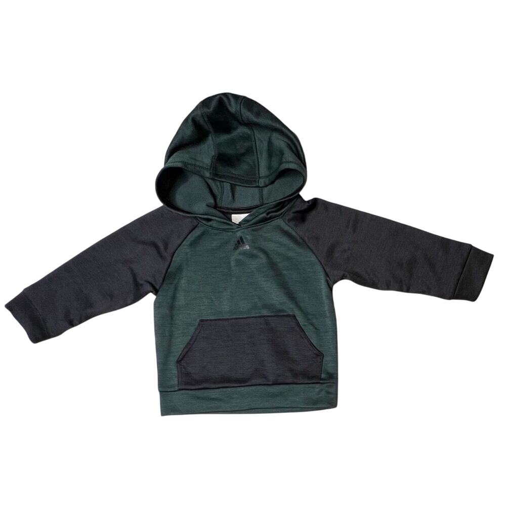 Adidas Melange Fleece Green Hooded Pullover Top 2T Toddler Hoodie Sportswear‎